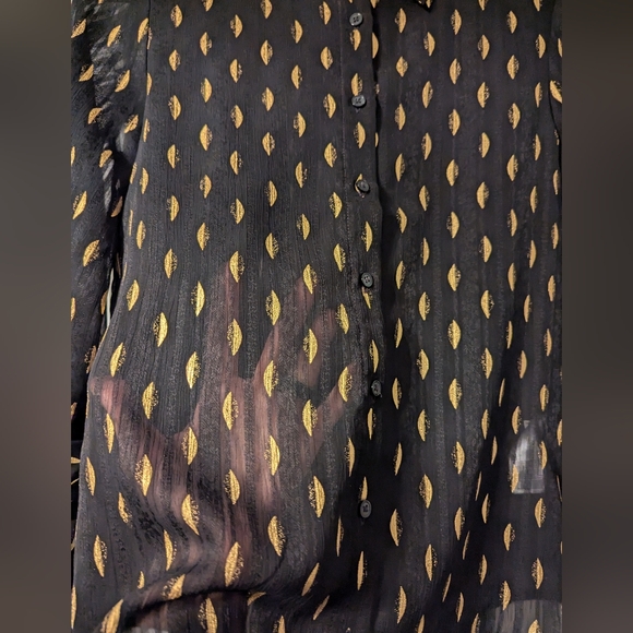 Banana Republic Black And Gold Sheer Blouse - Picture 5 of 7